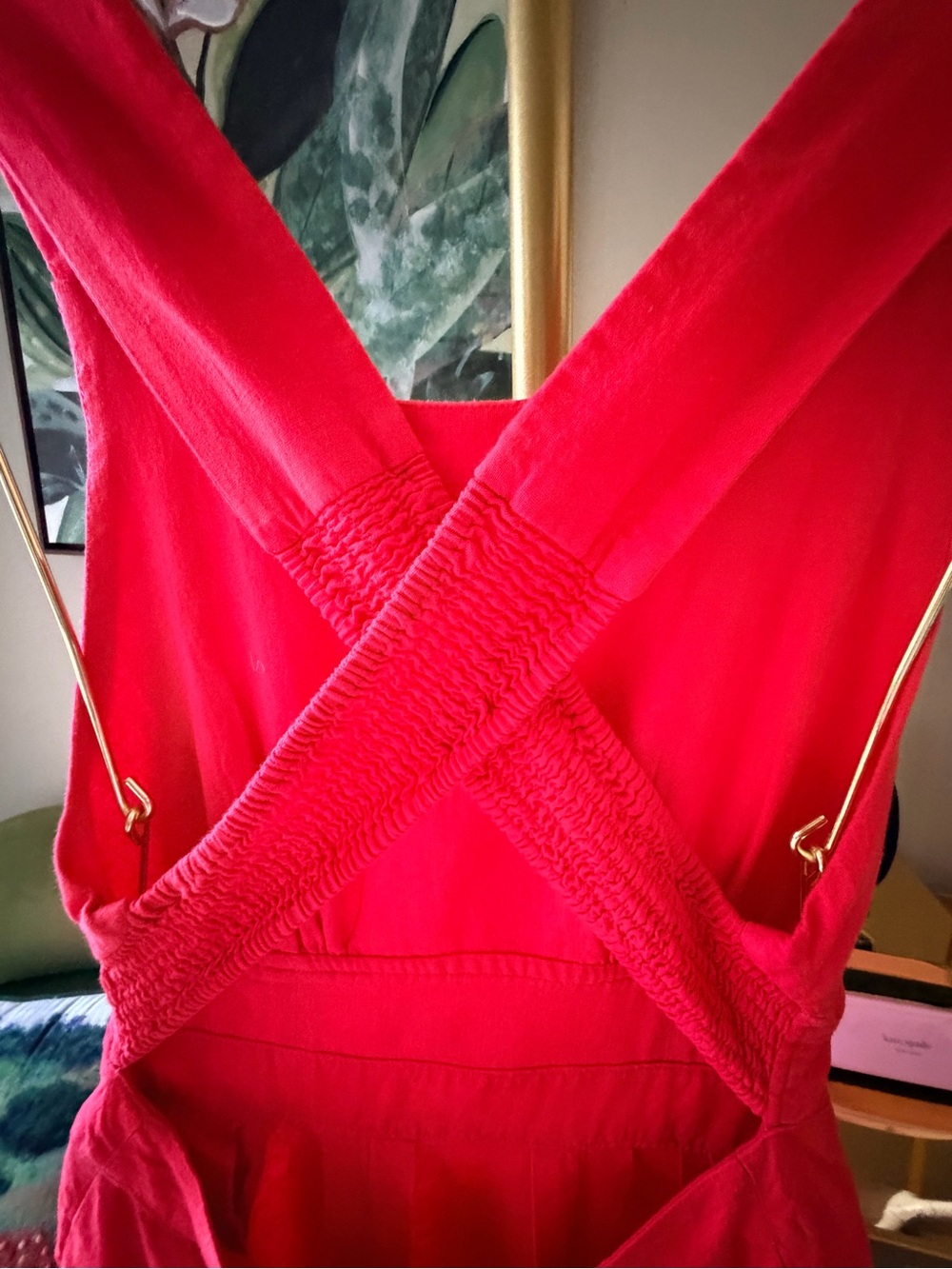 Rachel Zoe Red Linen Blend Cross Back Maxi Dress Size 8 Elegant Evening Gown - Picture 5 of 14